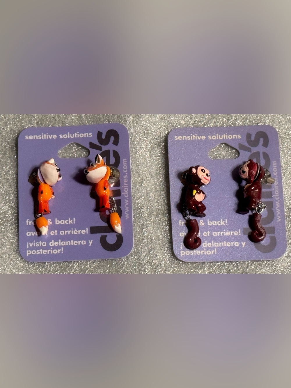 Claire’s Fox and Monkey Tunnel Earrings